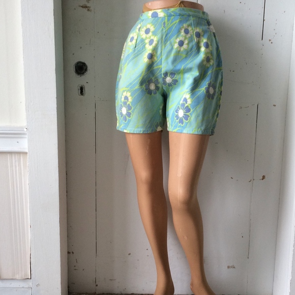 Preshrunk Pants - 1960s Mod High Waisted Shorts Cotton Jeans Sz 12